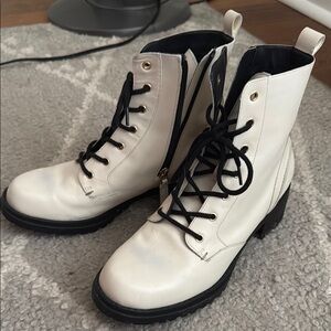 Cole Haan White Combat Boots with Black Laces